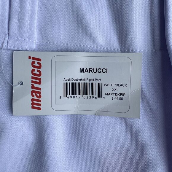Marucci Tapered Double-Knit Piped Adult Baseball Pant MAPTDKPIP 2XL White Black - Picture 3 of 3